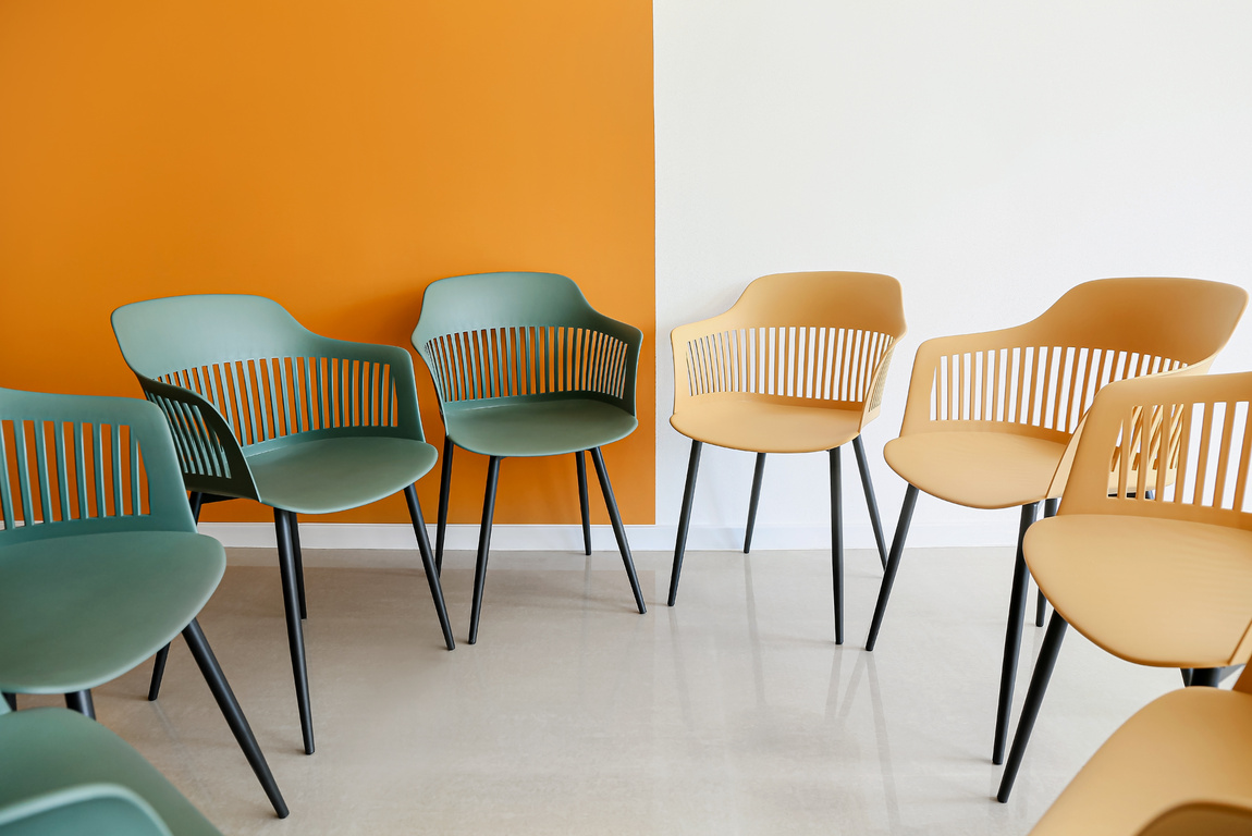 Empty Chairs Prepared for Group Therapy in Psychologist's Office